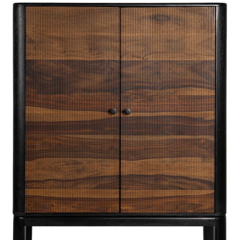 Buffet moderne Haut 2 portes en Bois de manguier Bois de Sheesham Marron Noir Ansel - 4