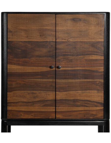 Buffet moderne Haut 2 portes en Bois de manguier Bois de Sheesham Marron Noir Ansel - 4