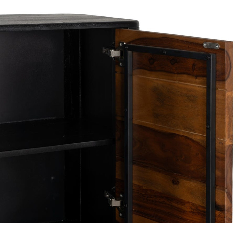 Buffet moderne Haut 2 portes en Bois de manguier Bois de Sheesham Marron Noir Ansel - 5