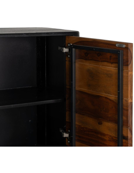 Buffet moderne Haut 2 portes en Bois de manguier Bois de Sheesham Marron Noir Ansel - 5