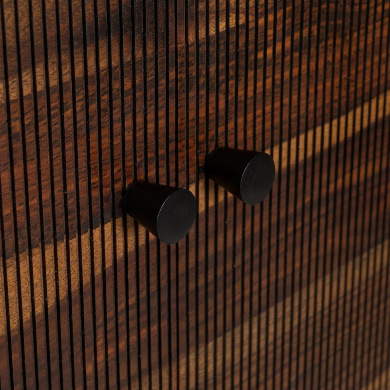 Buffet moderne Haut 2 portes en Bois de manguier Bois de Sheesham Marron Noir Ansel - 6