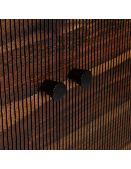 Buffet moderne Haut 2 portes en Bois de manguier Bois de Sheesham Marron Noir Ansel - 6