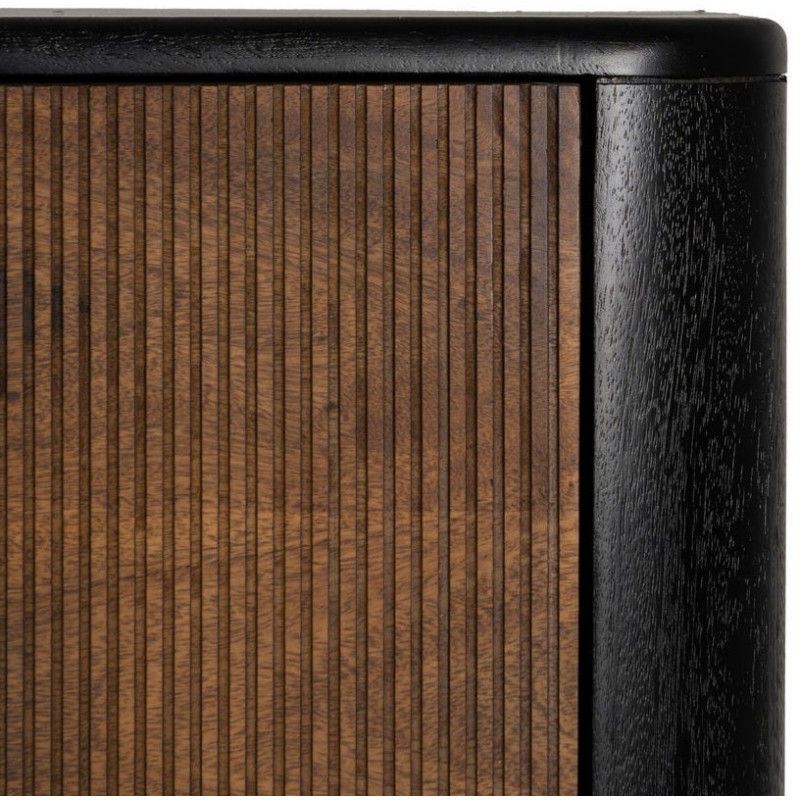 Buffet moderne Haut 2 portes en Bois de manguier Bois de Sheesham Marron Noir Ansel - 7