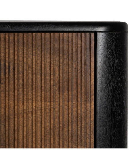 Buffet moderne Haut 2 portes en Bois de manguier Bois de Sheesham Marron Noir Ansel - 7