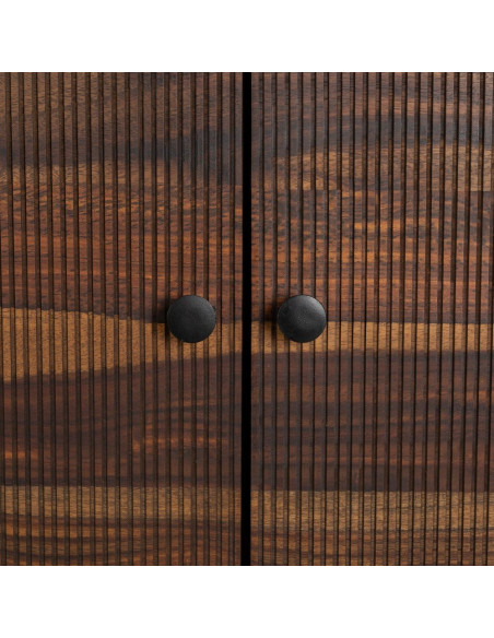Buffet moderne Haut 2 portes en Bois de manguier Bois de Sheesham Marron Noir Ansel - 8