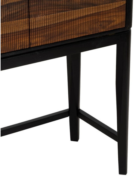 Buffet moderne Haut 2 portes en Bois de manguier Bois de Sheesham Marron Noir Ansel - 9