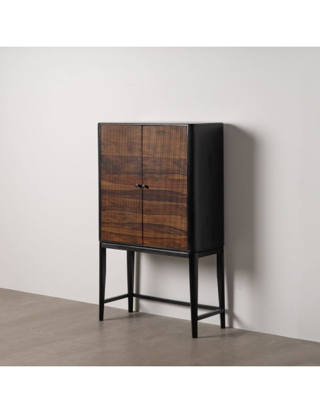Buffet moderne Haut 2 portes en Bois de manguier Bois de Sheesham Marron Noir Ansel - 11