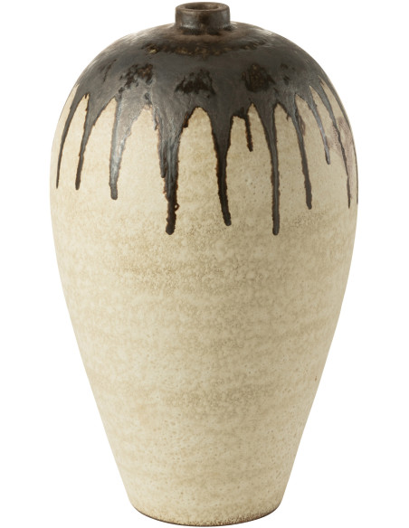 Vase Ovale XL Hauteur 55 cm en Céramique Beige Marron Lombok - 1