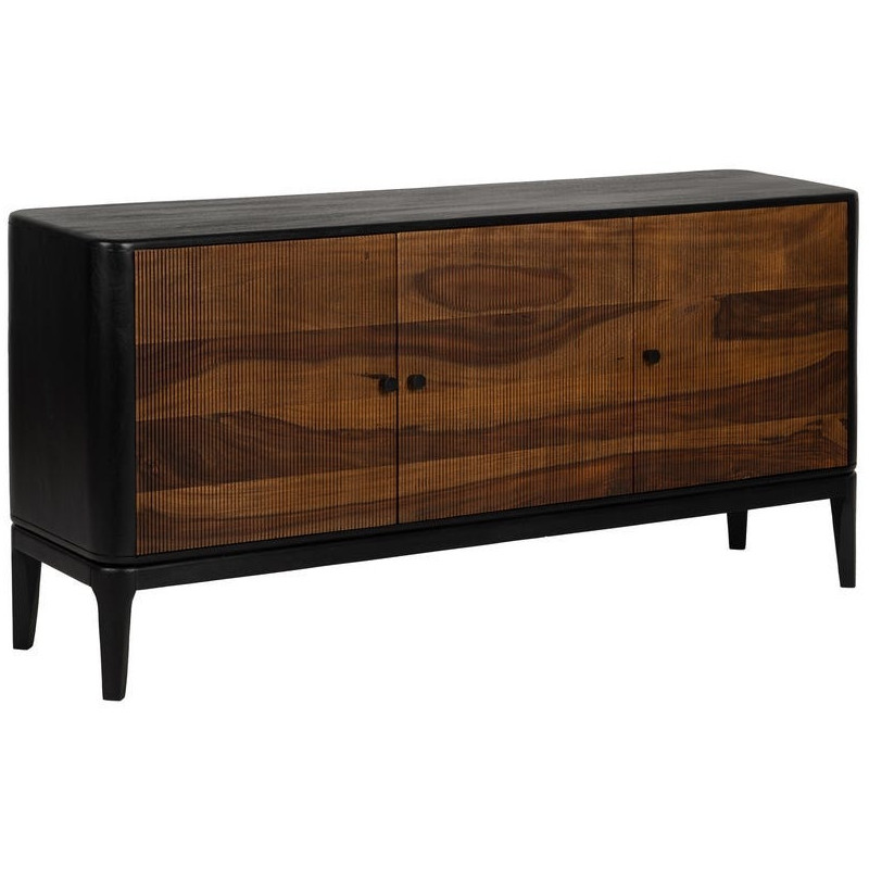 Buffet enfilade moderne Bas 3 portes en Bois de manguier Bois de Sheesham Marron Noir Ansel - 1