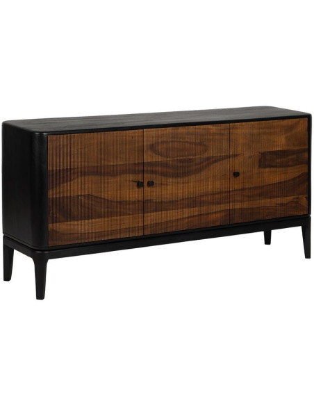 Buffet enfilade moderne Bas 3 portes en Bois de manguier Bois de Sheesham Marron Noir Ansel - 1