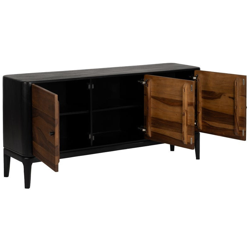 Buffet enfilade moderne Bas 3 portes en Bois de manguier Bois de Sheesham Marron Noir Ansel - 2