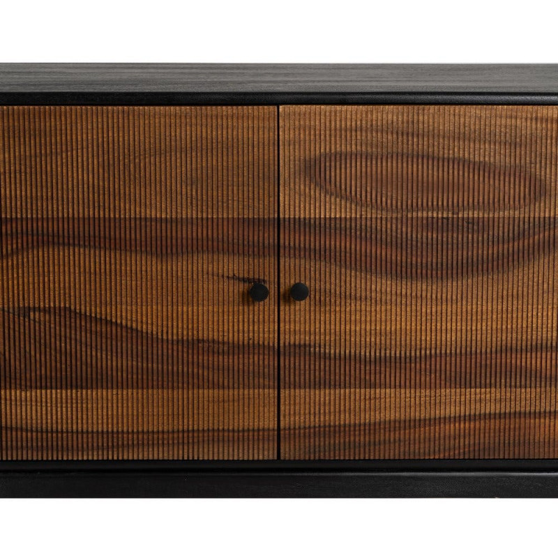 Buffet enfilade moderne Bas 3 portes en Bois de manguier Bois de Sheesham Marron Noir Ansel - 4