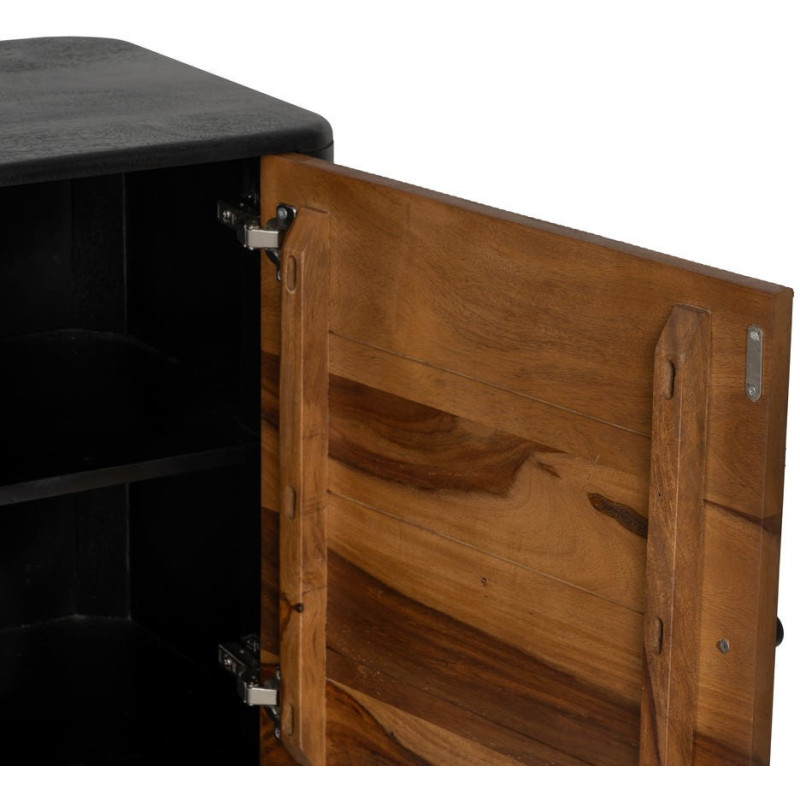 Buffet enfilade moderne Bas 3 portes en Bois de manguier Bois de Sheesham Marron Noir Ansel - 5