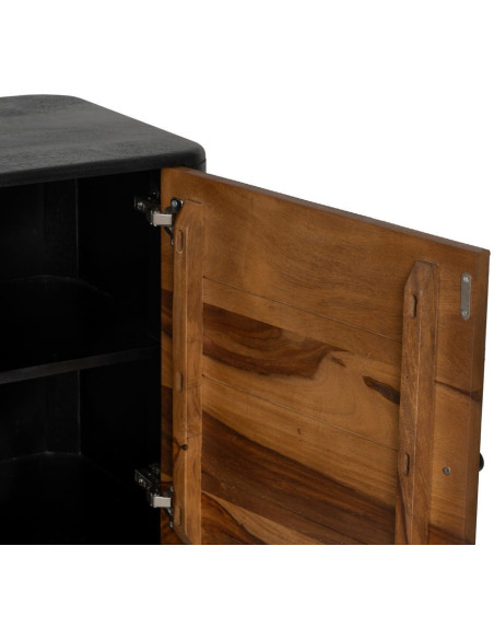 Buffet enfilade moderne Bas 3 portes en Bois de manguier Bois de Sheesham Marron Noir Ansel - 5