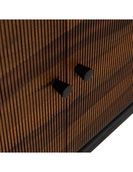Buffet enfilade moderne Bas 3 portes en Bois de manguier Bois de Sheesham Marron Noir Ansel - 7