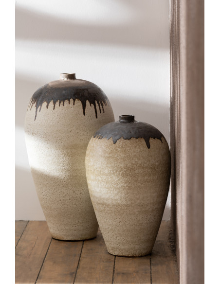 Vase Ovale XL Hauteur 55 cm en Céramique Beige Marron Lombok - 2