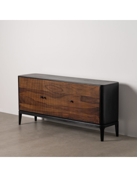 Buffet enfilade moderne Bas 3 portes en Bois de manguier Bois de Sheesham Marron Noir Ansel - 12