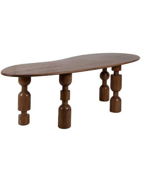 Grande Table à manger moderne Organique 10 personnes en Bois d'acacia Marron Noelia - 1