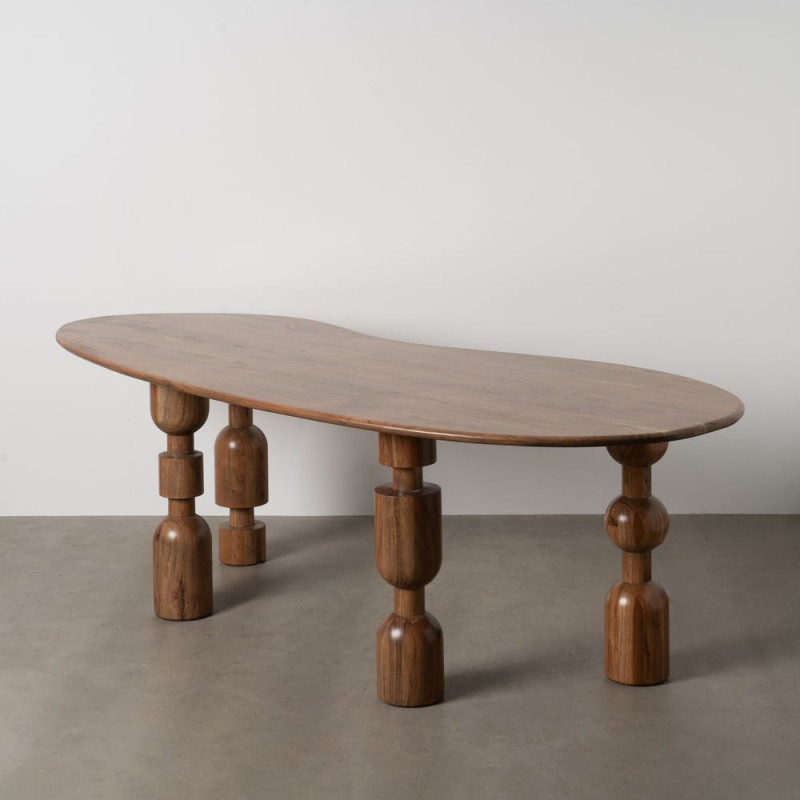 Grande Table à manger moderne Organique 10 personnes en Bois d'acacia Marron Noelia - 10