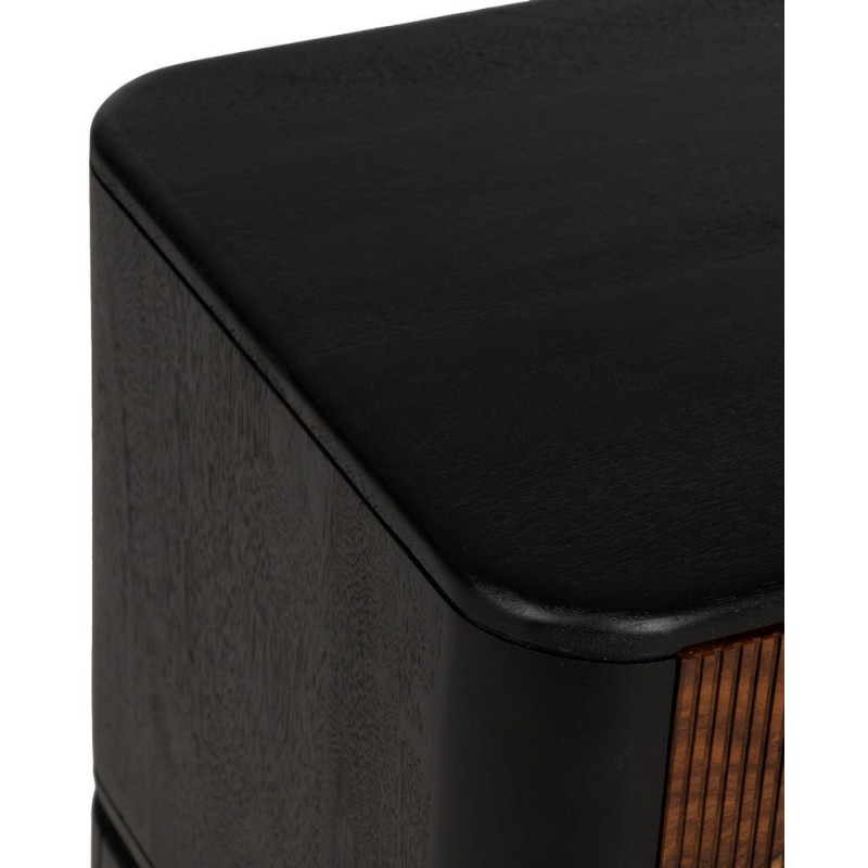 Meuble télé moderne 3 portes en Bois de manguier Bois de Sheesham Marron Noir Ansel - 3