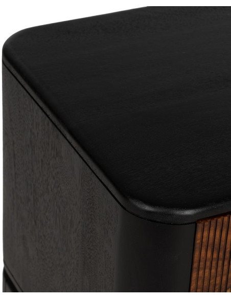 Meuble télé moderne 3 portes en Bois de manguier Bois de Sheesham Marron Noir Ansel - 3