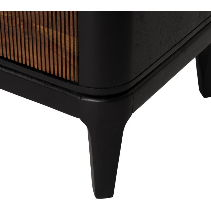 Meuble télé moderne 3 portes en Bois de manguier Bois de Sheesham Marron Noir Ansel - 11