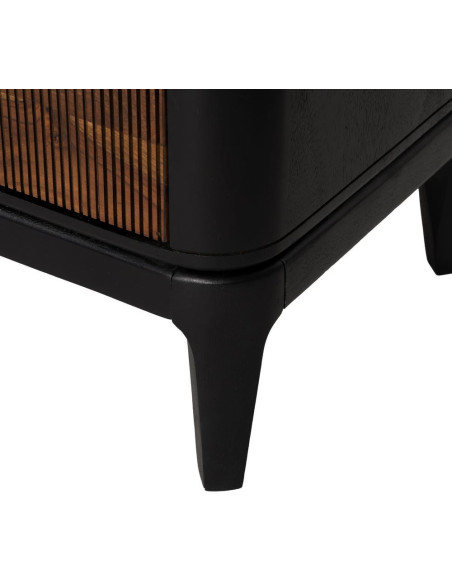 Meuble télé moderne 3 portes en Bois de manguier Bois de Sheesham Marron Noir Ansel - 11