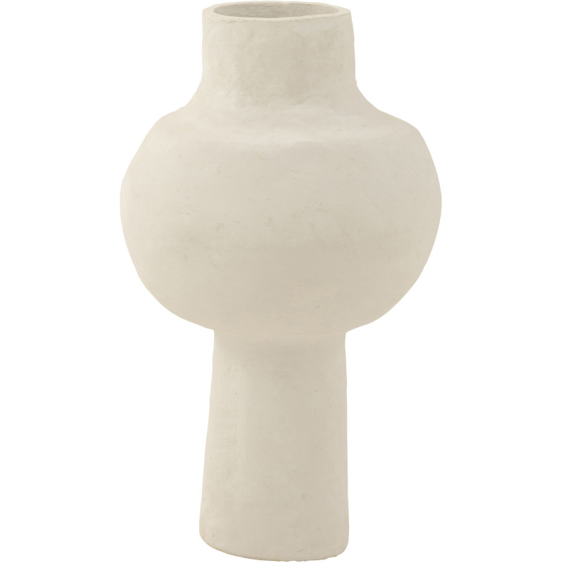 Vase Rond XL sur pied Hauteur 50 cm en Papier mâché Blanc Chayma - 1