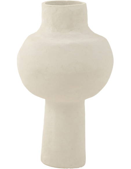 Vase Rond XL sur pied Hauteur 50 cm en Papier mâché Blanc Chayma - 1