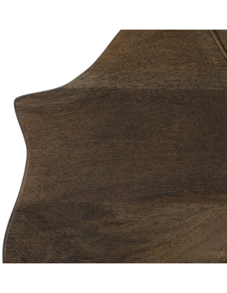 Miroir mural oriental Fleur Hexagonal 90x90 en Bois de manguier Marron Métal Doré Abelio - 3