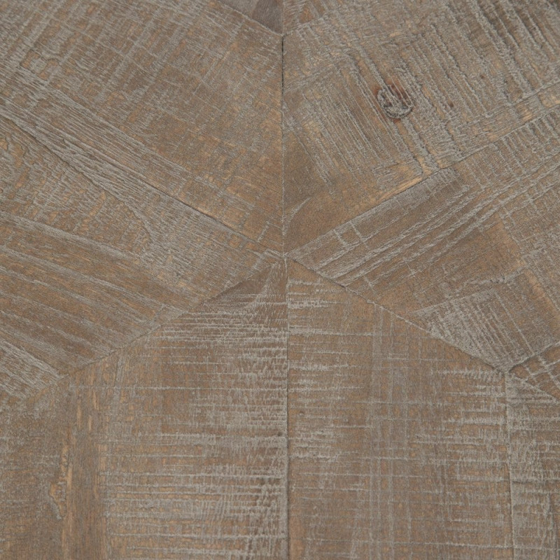 Table basse industrielle Ronde en Bois d'orme Marron Métal Noir Manda - 4