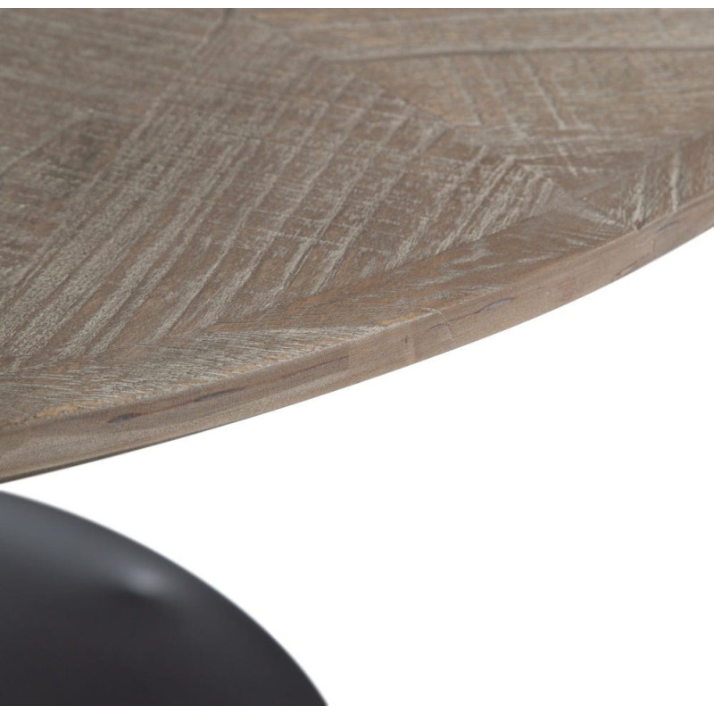 Table basse industrielle Ronde en Bois d'orme Marron Métal Noir Manda - 6