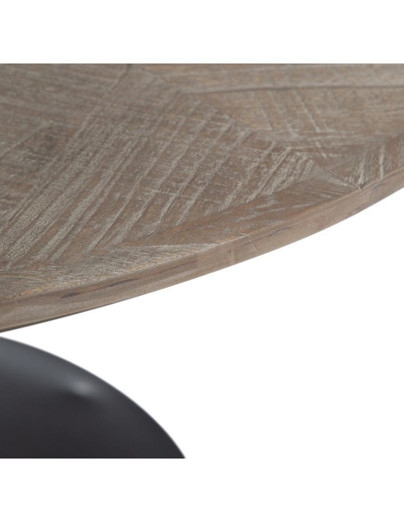 Table basse industrielle Ronde en Bois d'orme Marron Métal Noir Manda - 6