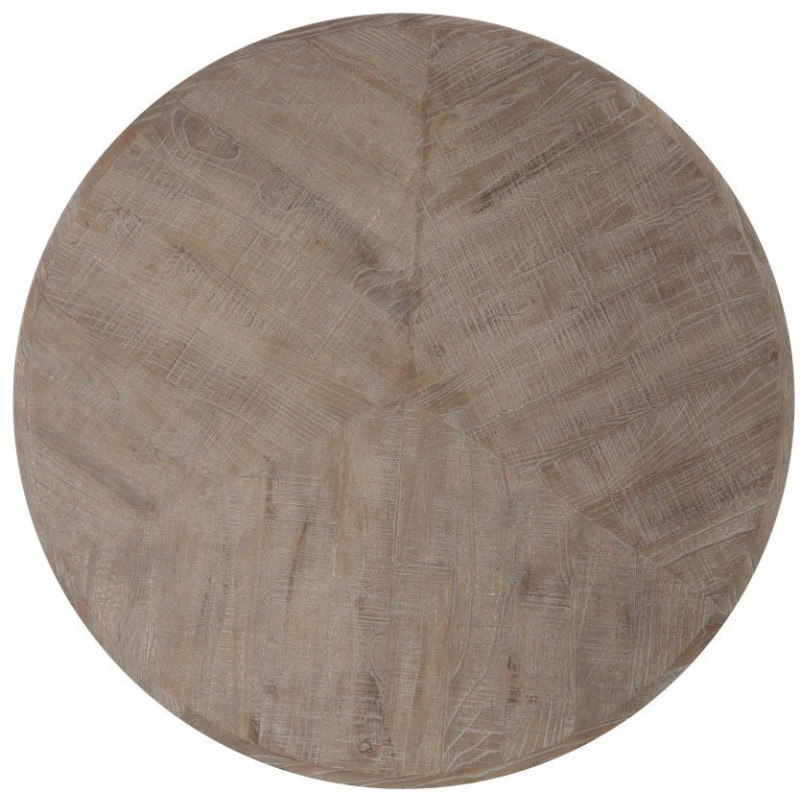 Table basse industrielle Ronde en Bois d'orme Marron Métal Noir Manda - 7