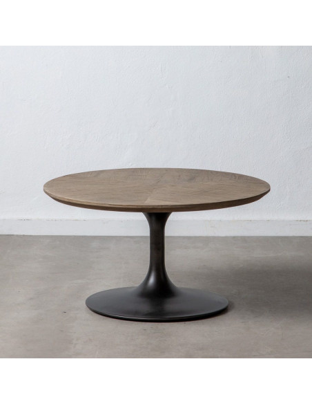 Table basse industrielle Ronde en Bois d'orme Marron Métal Noir Manda - 8