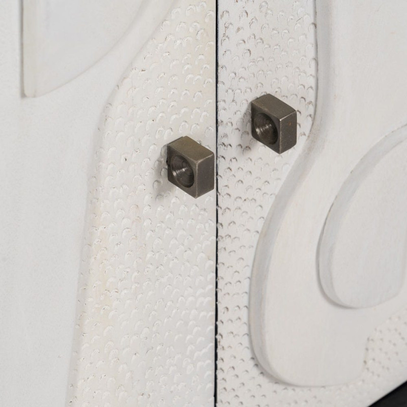 Petit Buffet moderne chic Bas 2 portes en Bois de manguier Blanc Noir Métal Enol - 6