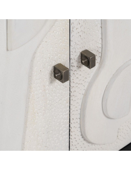 Petit Buffet moderne chic Bas 2 portes en Bois de manguier Blanc Noir Métal Enol - 6