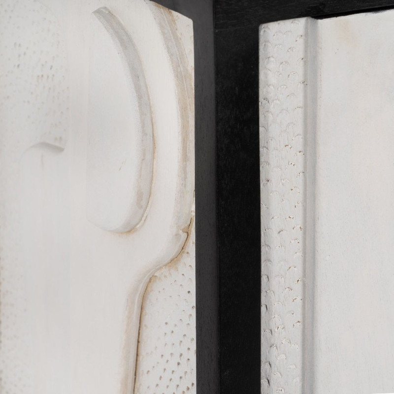 Petit Buffet moderne chic Bas 2 portes en Bois de manguier Blanc Noir Métal Enol - 7