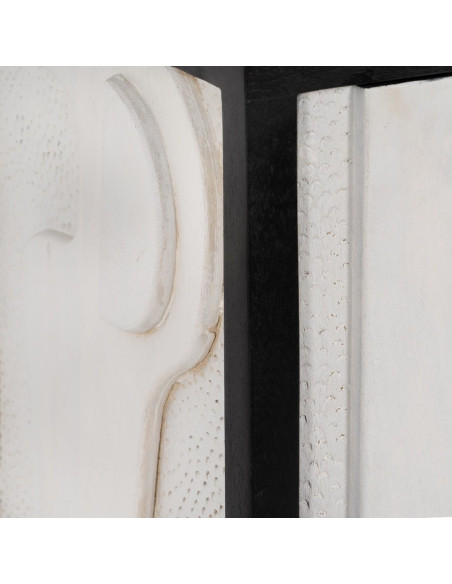 Petit Buffet moderne chic Bas 2 portes en Bois de manguier Blanc Noir Métal Enol - 7