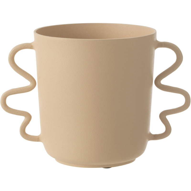 Vase Cylindrique 2 anses Hauteur 23 cm en Métal Beige Alora - 1