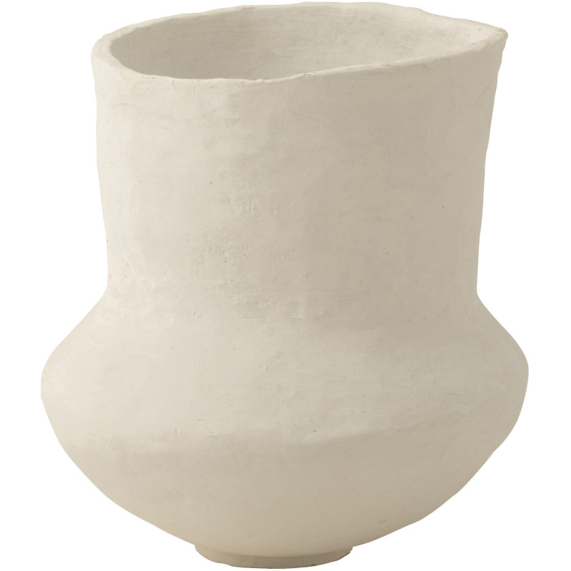Vase Cylindrique Hauteur 45 cm en Papier mâché Blanc Arkano - 1