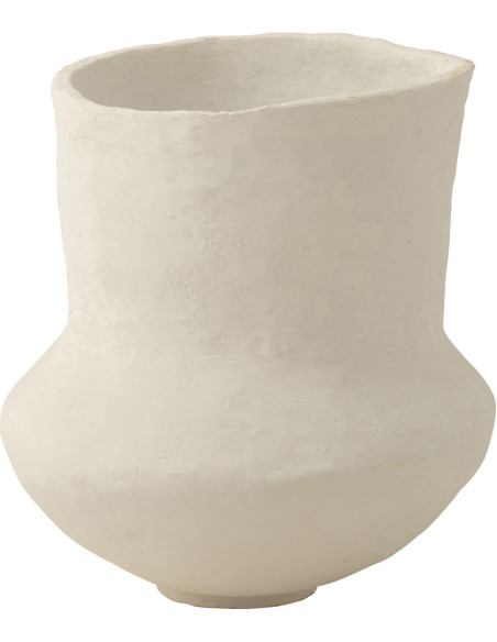 Vase Cylindrique Hauteur 45 cm en Papier mâché Blanc Arkano - 1