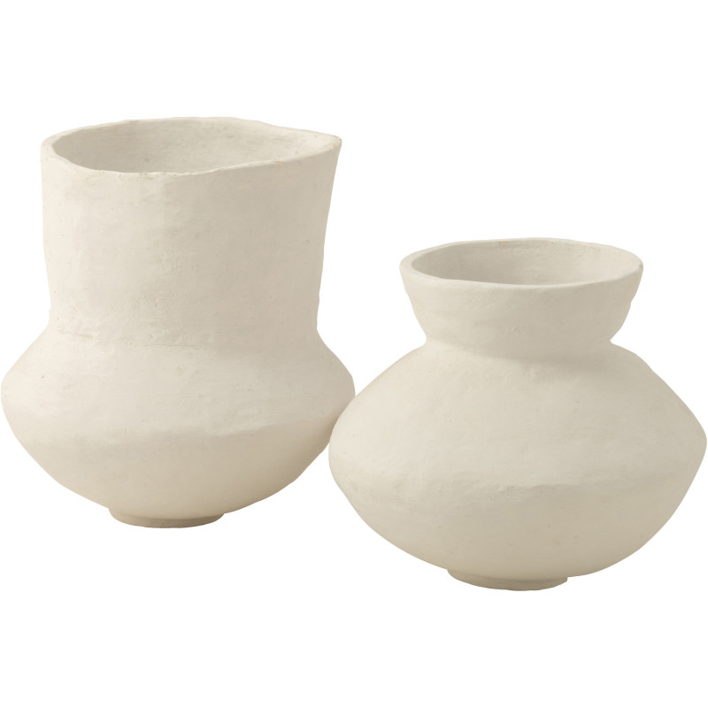 Vase Cylindrique Hauteur 45 cm en Papier mâché Blanc Arkano - 2