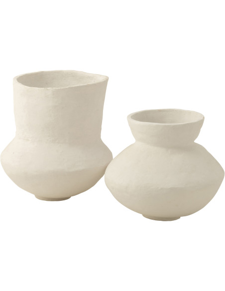 Vase Cylindrique Hauteur 45 cm en Papier mâché Blanc Arkano - 2