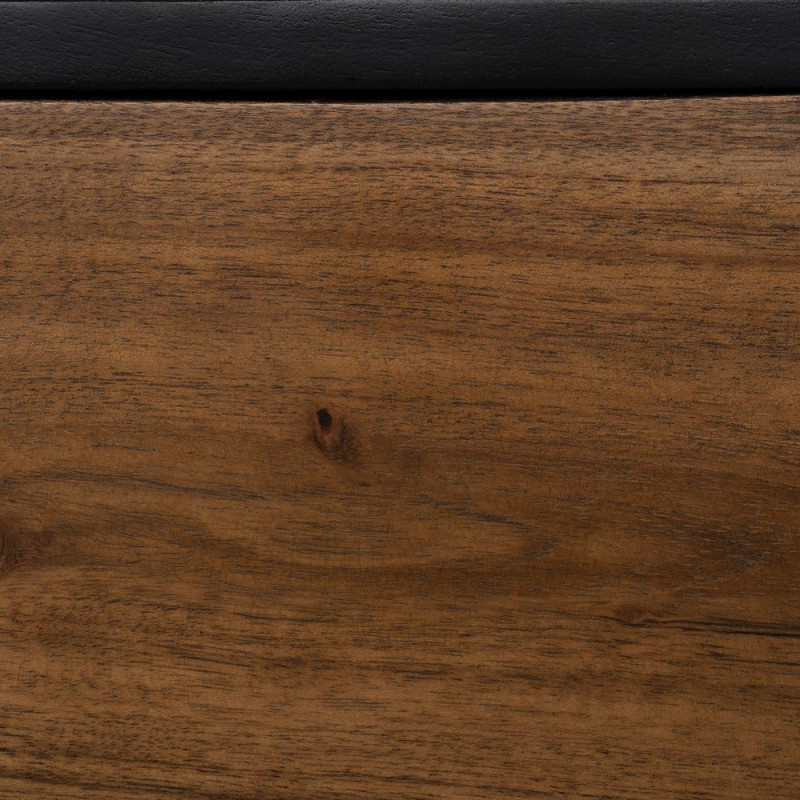 Grand Buffet enfilade moderne 3 portes 3 tiroirs 3 niches en Bois d'acacia Naturel Bois MDF Noir Tomi - 10