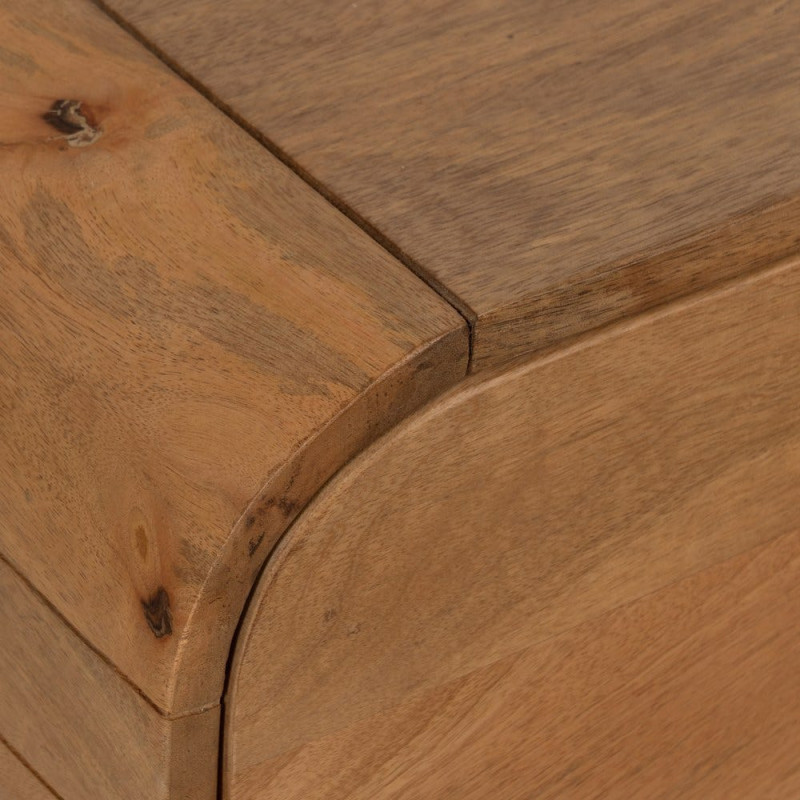 Table basse moderne arrondie 1 tiroir 1 niche en Bois de manguier Naturel Métal Noir Mahon - 4