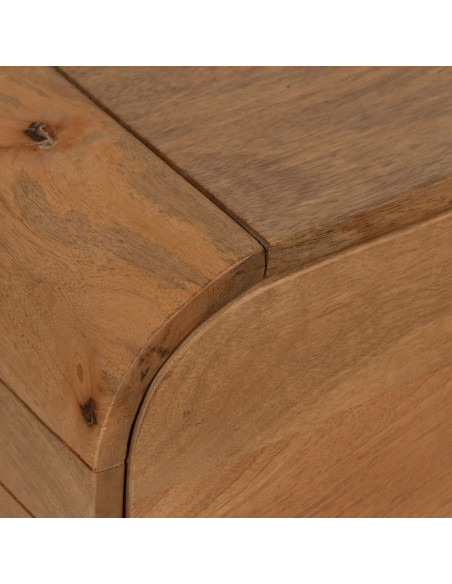 Table basse moderne arrondie 1 tiroir 1 niche en Bois de manguier Naturel Métal Noir Mahon - 4