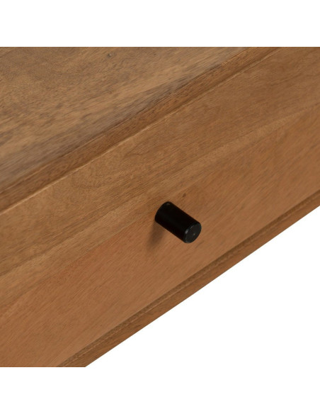 Table basse moderne arrondie 1 tiroir 1 niche en Bois de manguier Naturel Métal Noir Mahon - 7