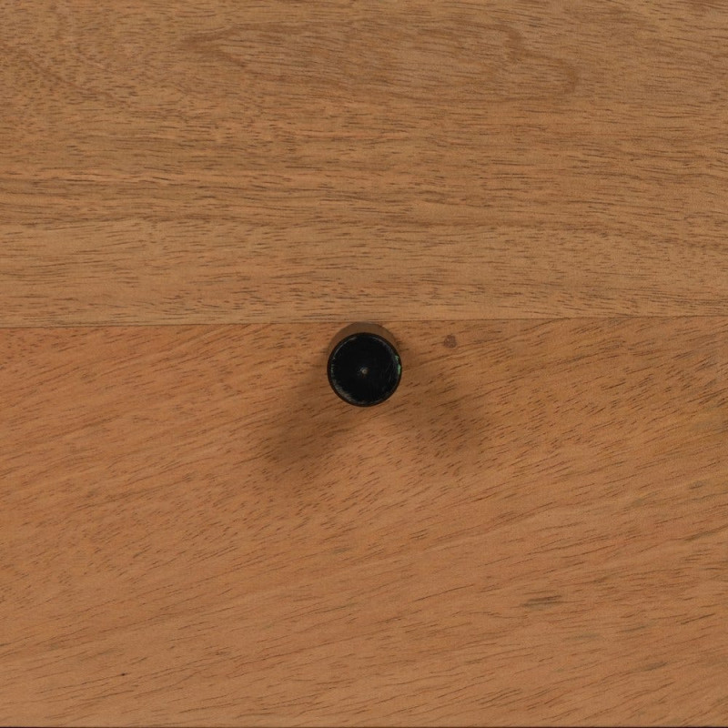 Table basse moderne arrondie 1 tiroir 1 niche en Bois de manguier Naturel Métal Noir Mahon - 9