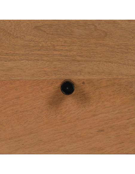 Table basse moderne arrondie 1 tiroir 1 niche en Bois de manguier Naturel Métal Noir Mahon - 9